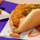 Product shot of Taco Bell's spicy Crispy Chicken Sandwich Taco